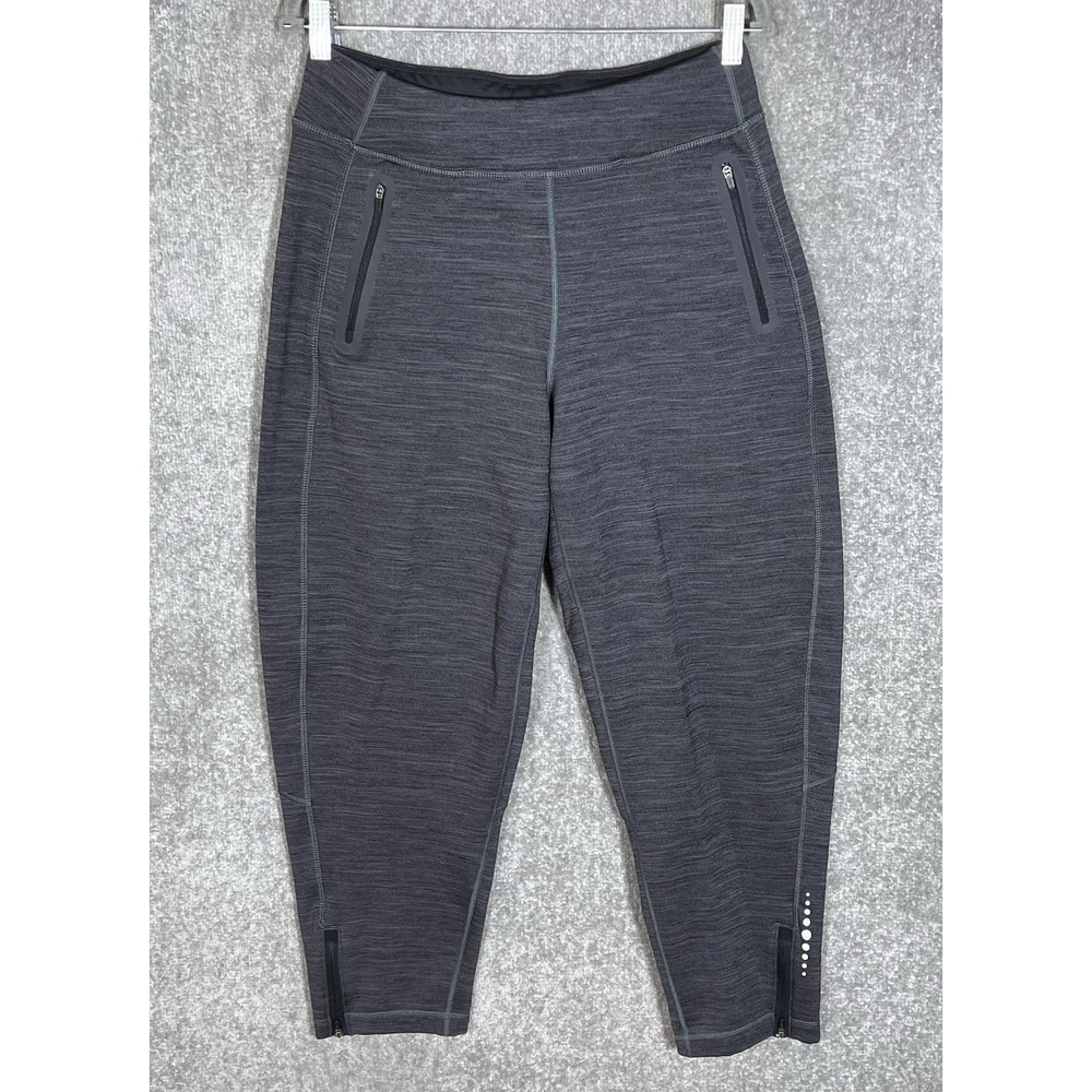 Title Nine Crash Fleece Lined Barrel Leg Pants Womens Sz L Gray Stretch Pockets